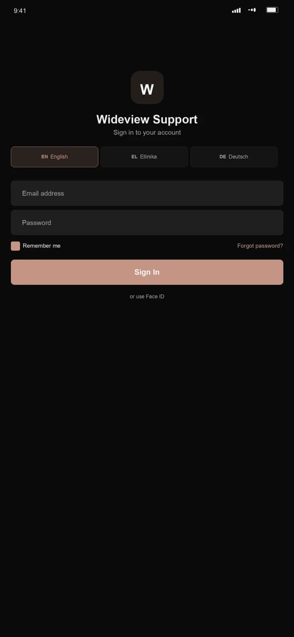 Wideview Support: iOS login