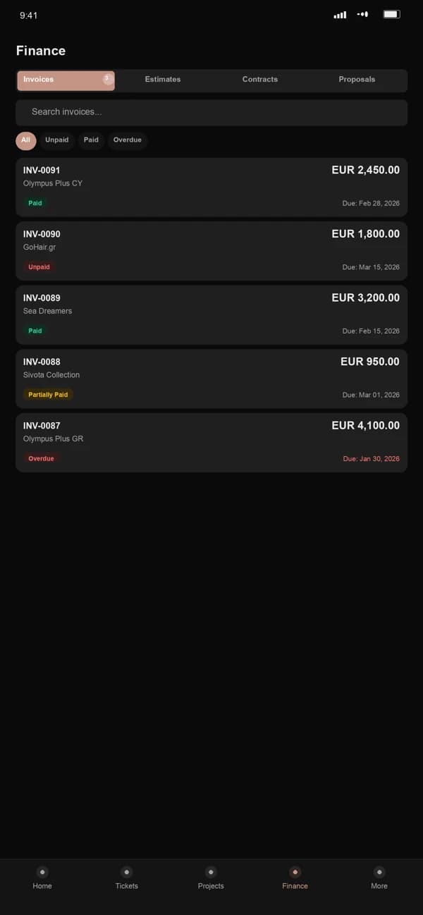 Wideview Support: Finance