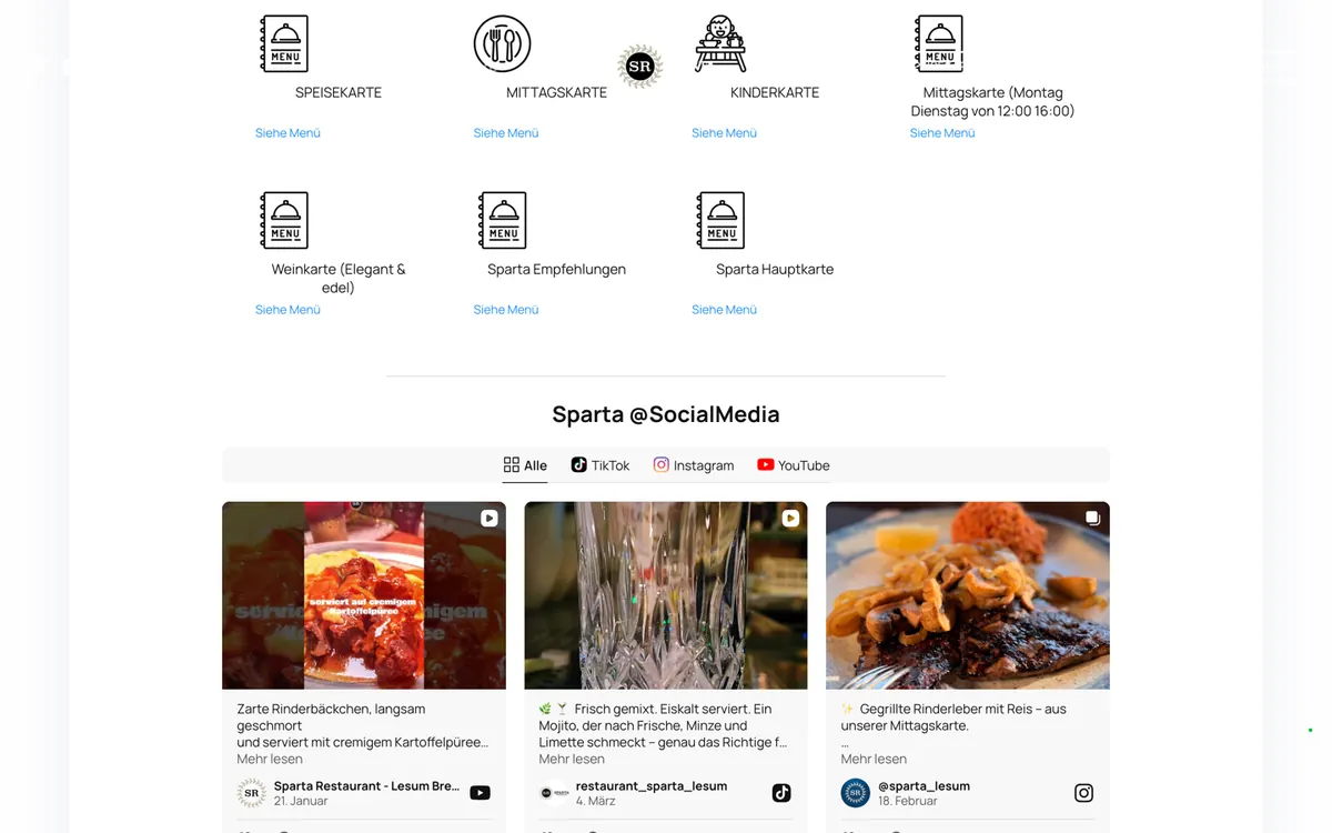 Restaurant Sparta website